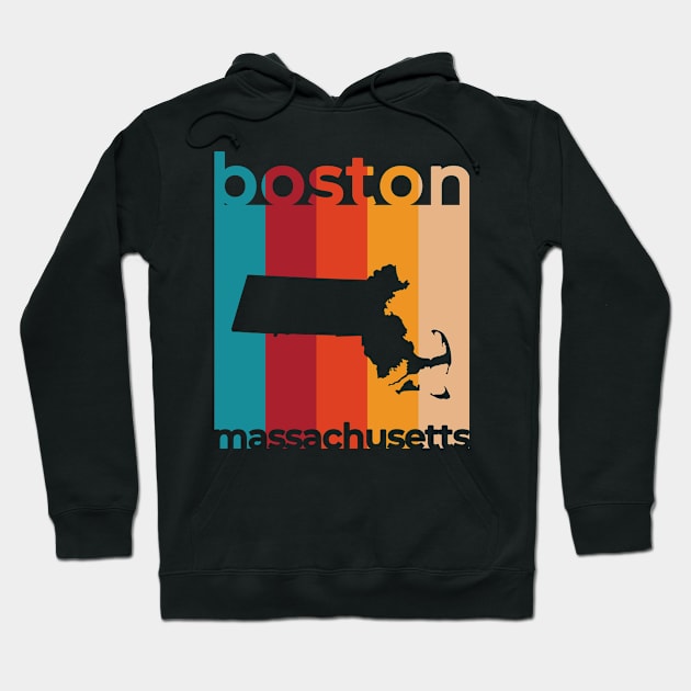 Boston Massachusetts Retro Hoodie by easytees